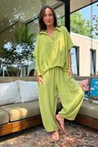 Lina Linen Blend French Tuck Blouse Washed Olive